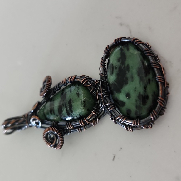 Natural Ruby Zoisite Copper Pendant - Picture 3 of 4